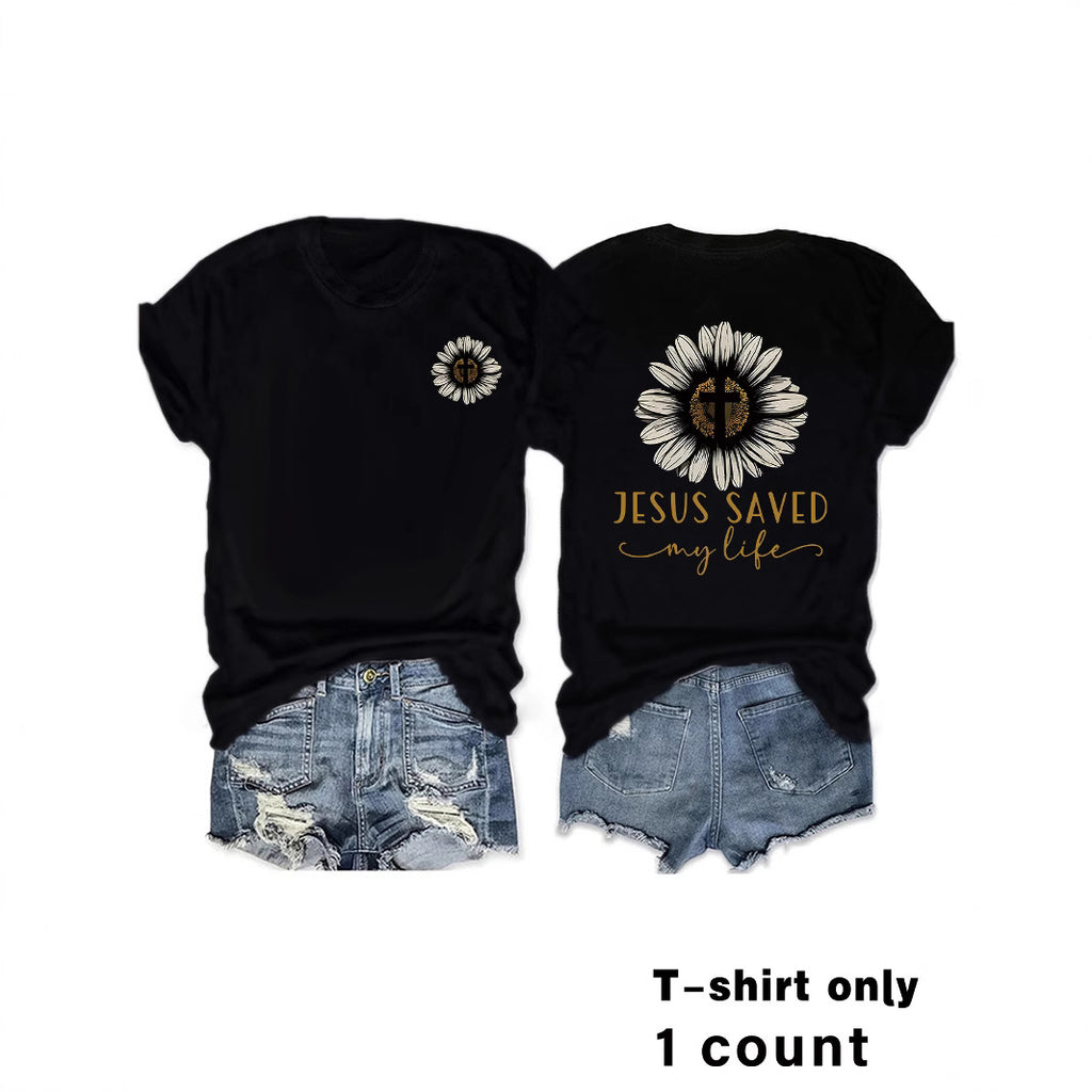 JESUS SAVED My Life Printed Summer New Short Sleeves