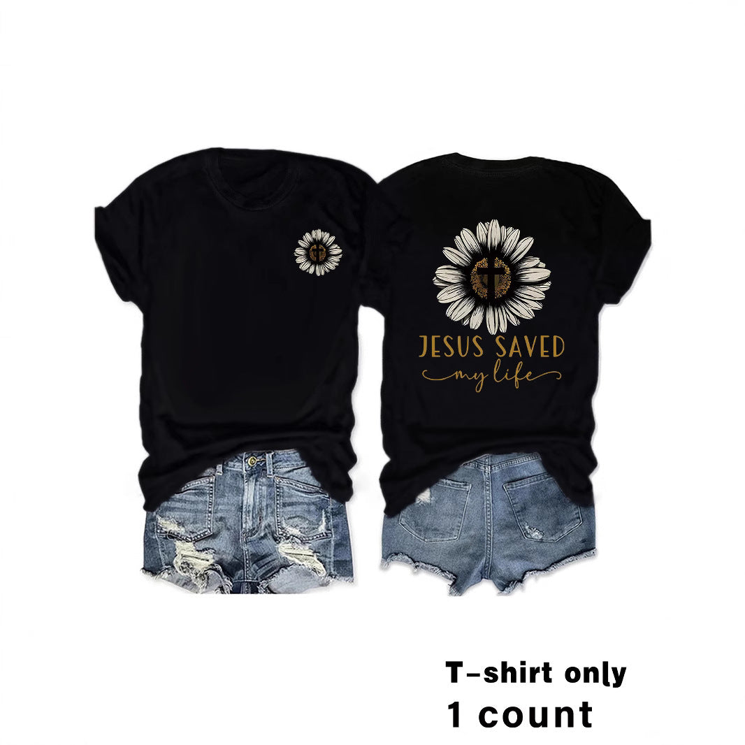 JESUS SAVED My Life Printed Summer New Short Sleeves