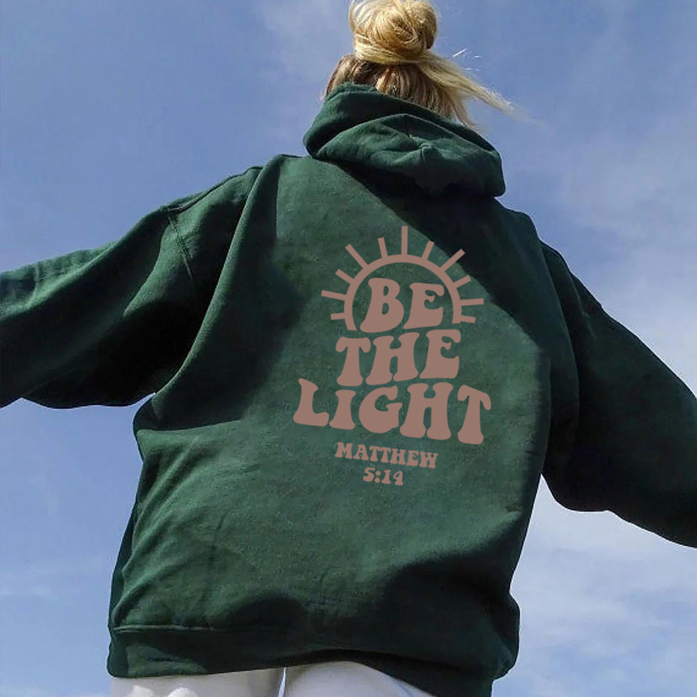 Be The Light Hoodie Matthew 5:14 Sweatshirt Bible Loose Fleece Sweatshirt