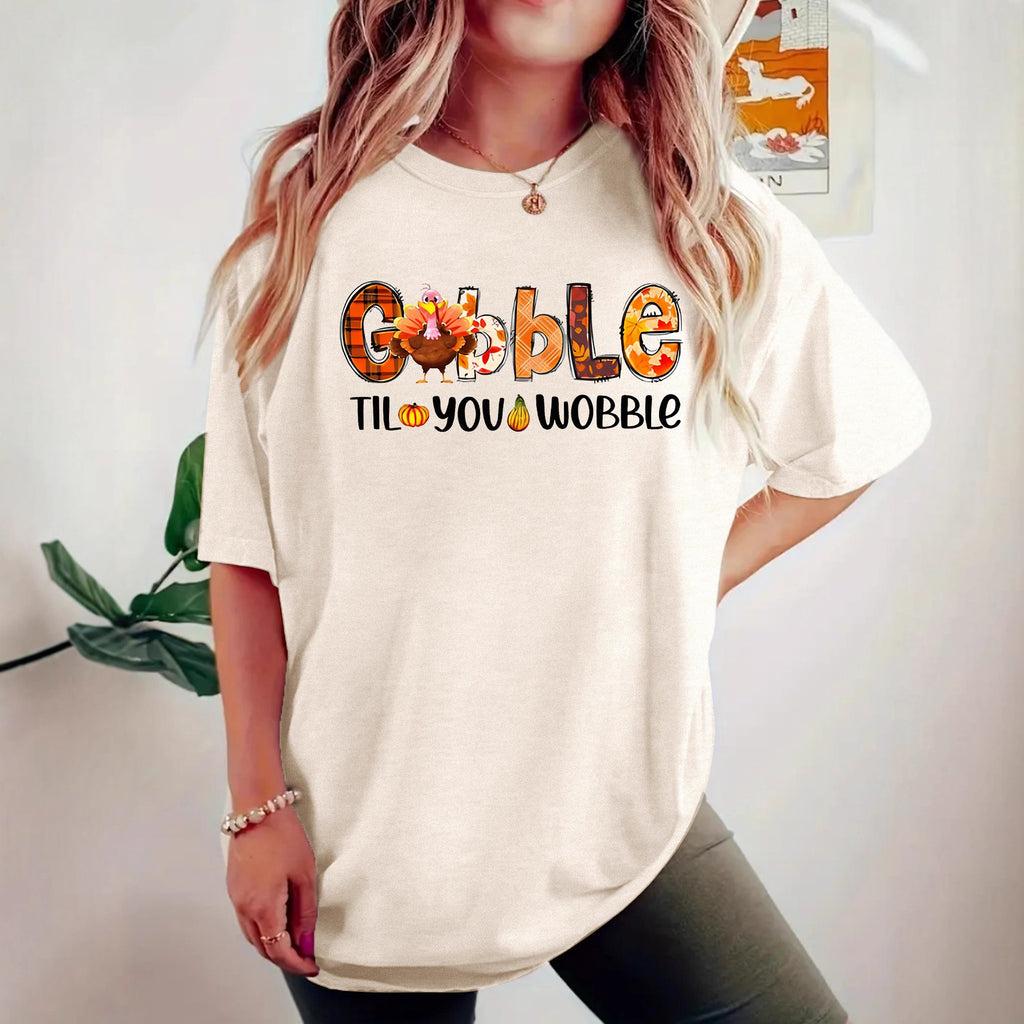 Interesting turkey print round neck pullover short sleeved shirt