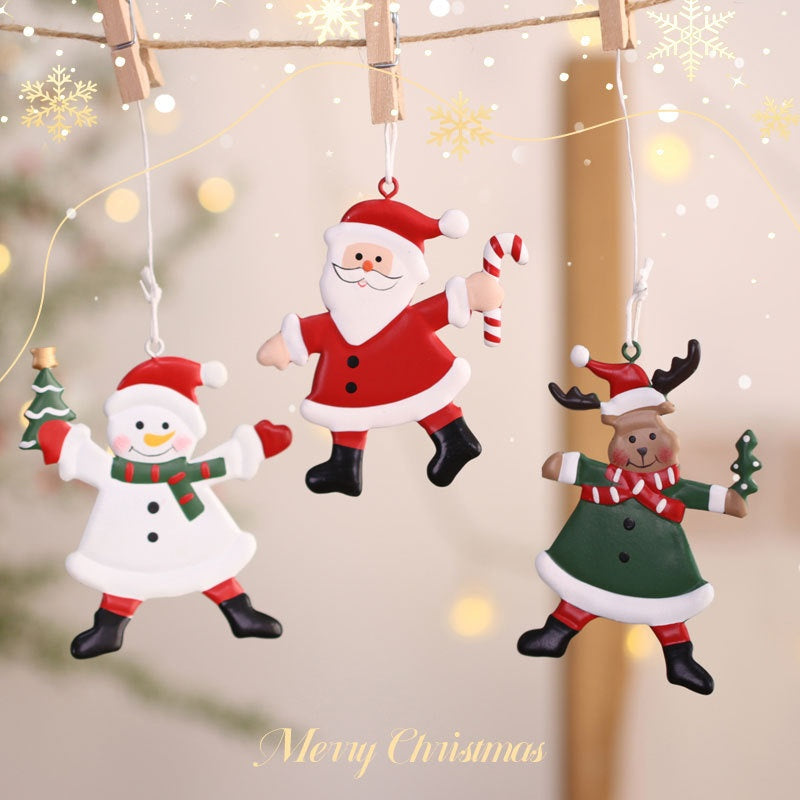 Christmas Metal Ornaments Santa Claus Snowman Hanging Decorations for Christmas Tree