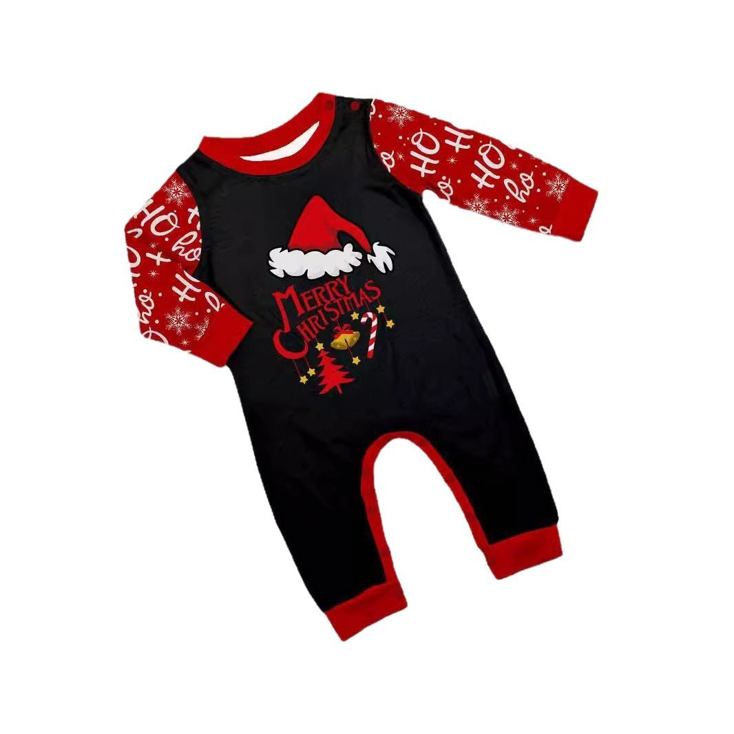 Christmas Hat Letter Snowflake Christmas Family Matching Printed Lounge Wear Pajamas