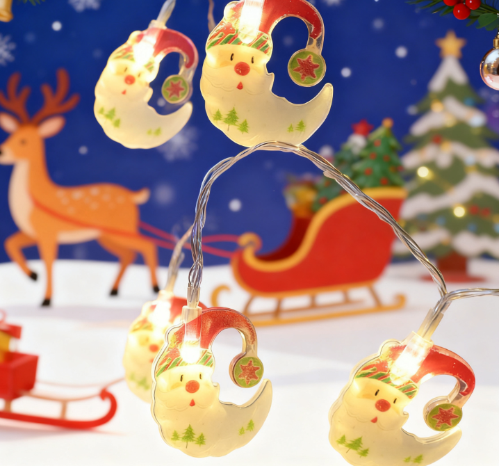 Colorful Christmas Hat Moon - Christmas Light LED String