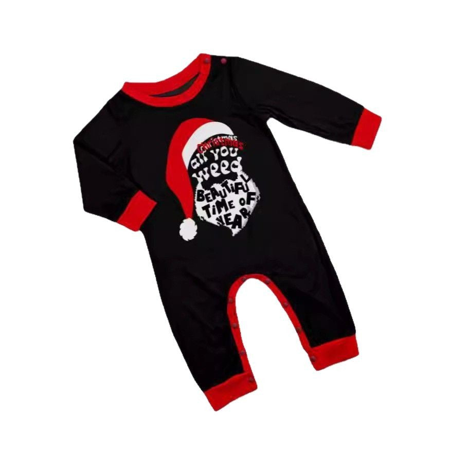 Christmas Santa Claus Letter Stripe Christmas Family Matching Printed Loungewear Pajamas