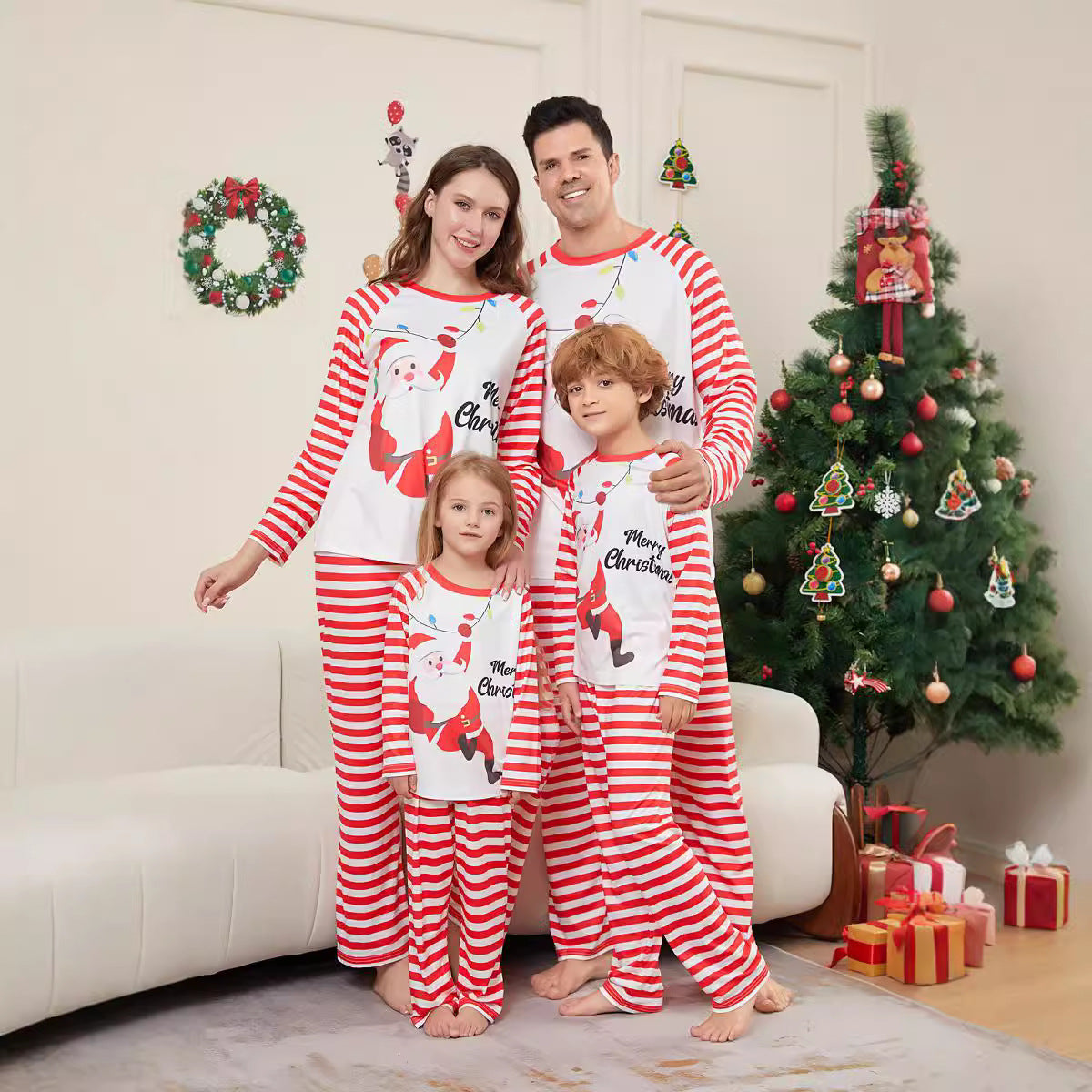 Christmas Santa Claus Snowflake Letter Print Family Matching Pajamas Sleepwear