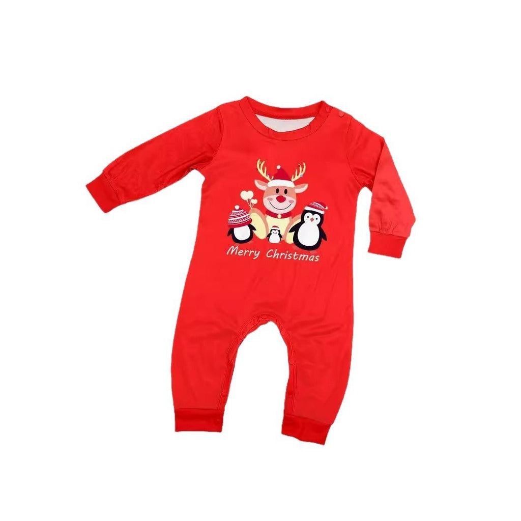 Christmas Deer Penguin Letter Print Family Matching Pajamas Sleepwear