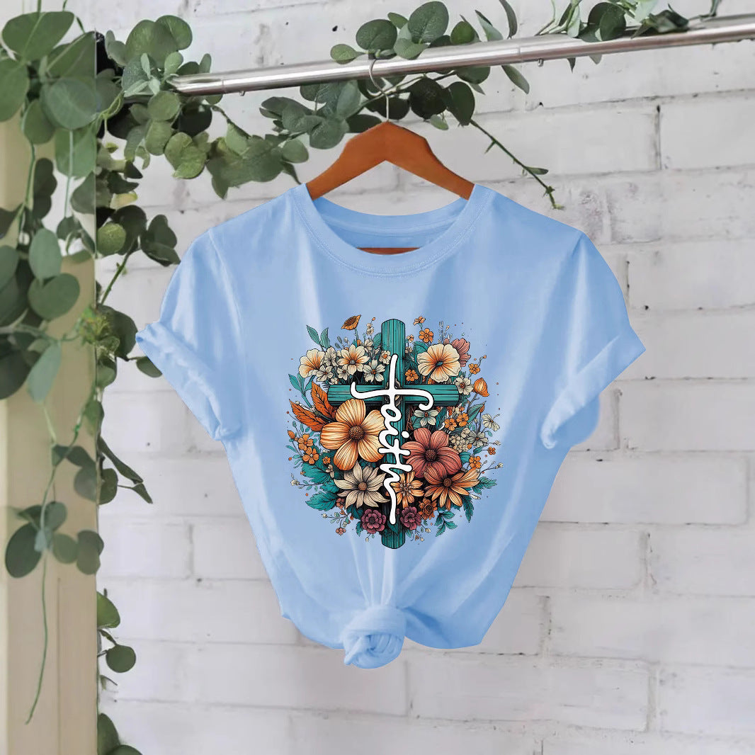 Faith printed new short sleeved women's clothing