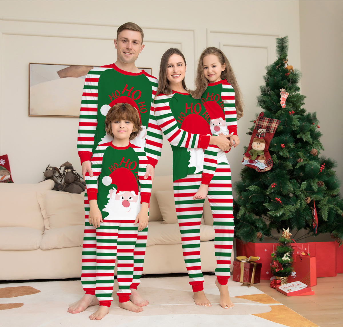 Christmas Cartoon Snowflake Deer Family Matching Pajamas Printed Home Wear Sleepwear