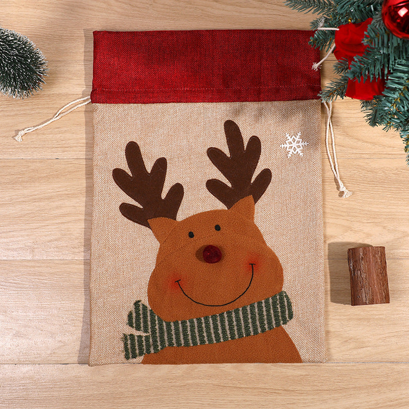 Christmas Snowman Drawstring Bag, Deer Candy Packaging Bag, Christmas Pendant Size, Gift Bag