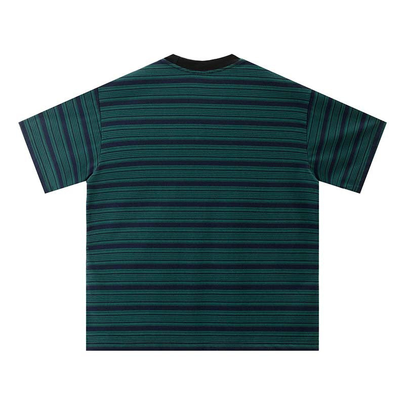 Embroidered striped short sleeves with letters