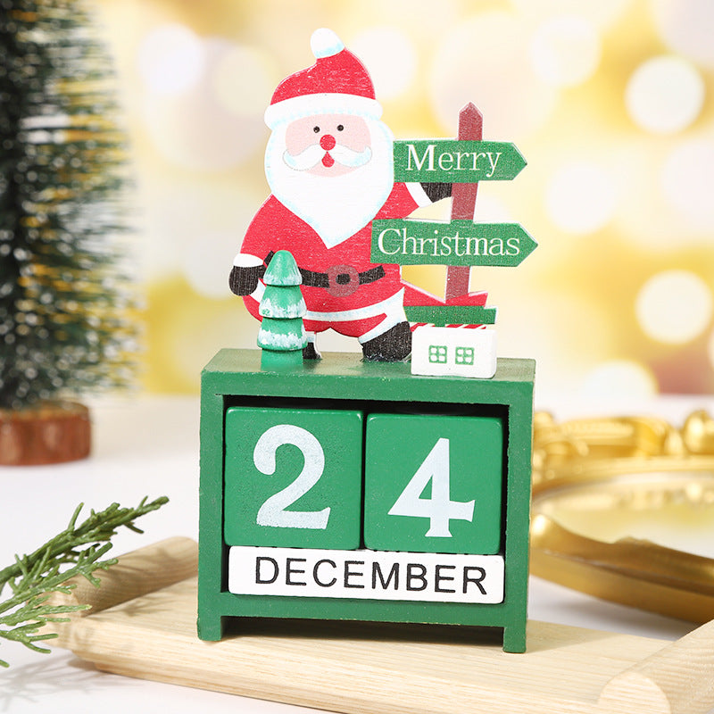 Christmas calendar countdown ornament Christmas snowman Christmas wooden cartoon Christmas deer
