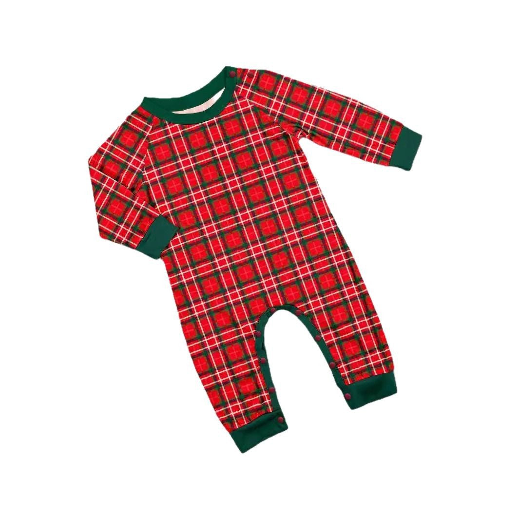 Christmas Family Matching Pajamas Letter Christmas Tree Print Red Plaid Set Sleepwear Home Wear