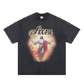 Men's Vintage Prayer Print Crew Neck Short Sleeve T-Shirt