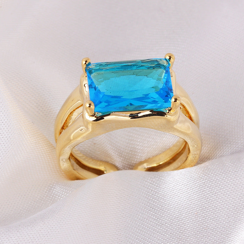 Coloful Rectangular Zircon Prayer Hand Rings For Women Gold Color Stainelss Steel Ring