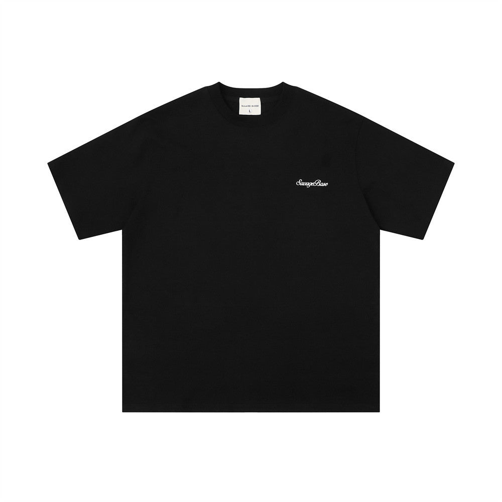 Embroidered short sleeves with English letters