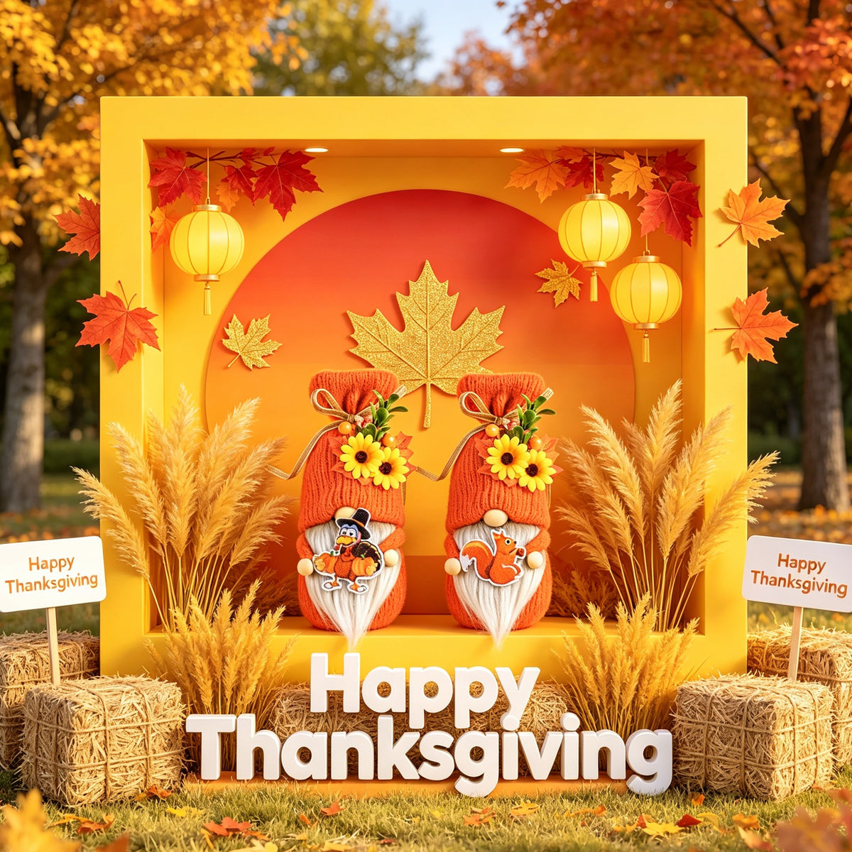 Thanksgiving Harvest Season Outdoor Garden Party Decorations Autumn  Harvest Season Dwarf Figurine Ornament 6 Accessories