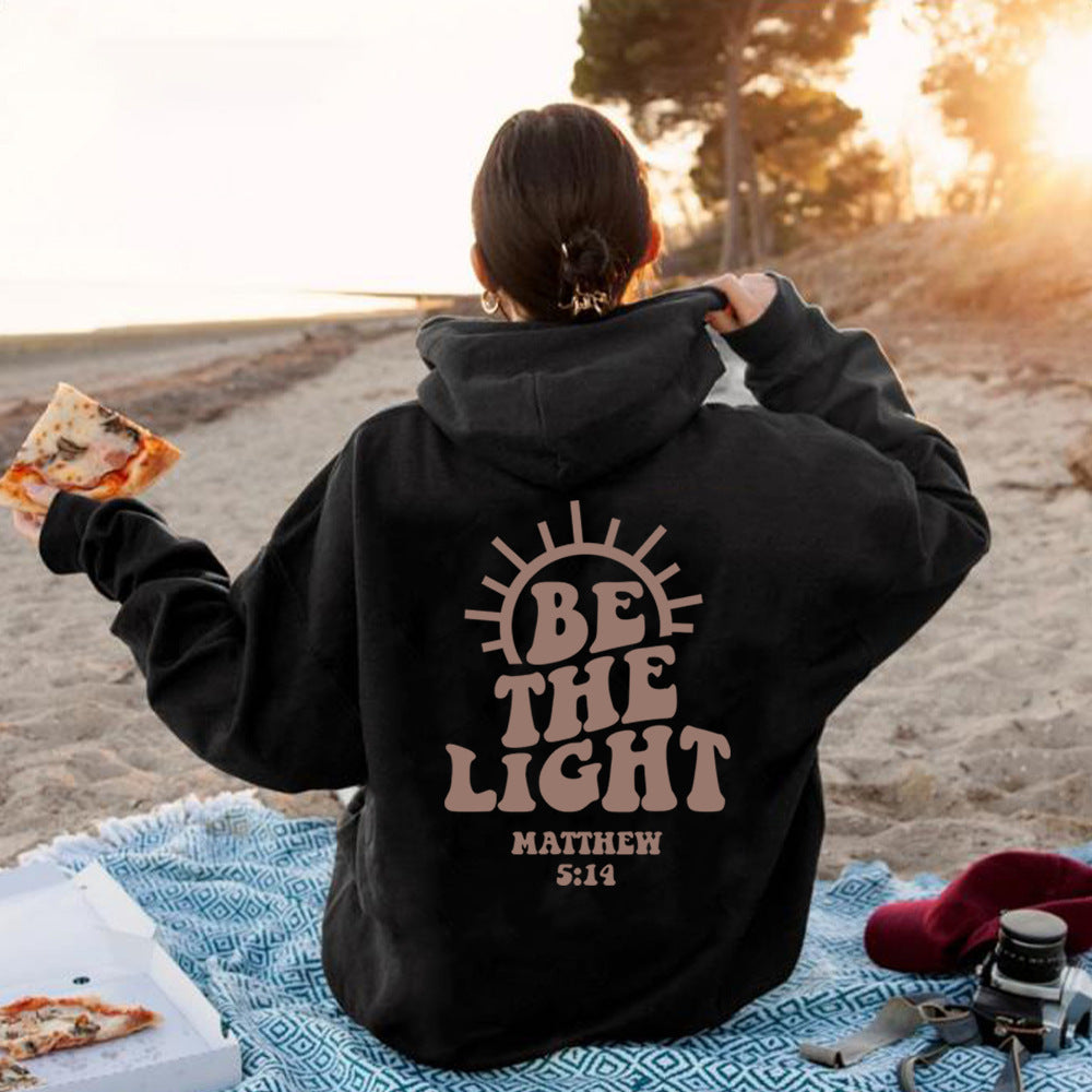 Be The Light Hoodie Matthew 5:14 Sweatshirt Bible Loose Fleece Sweatshirt