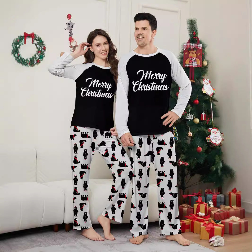 Christmas Bear Letter Print Family Matching Pajamas Sleepwear