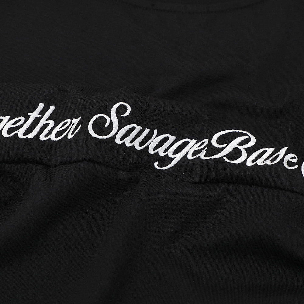 Embroidered short sleeves with English letters