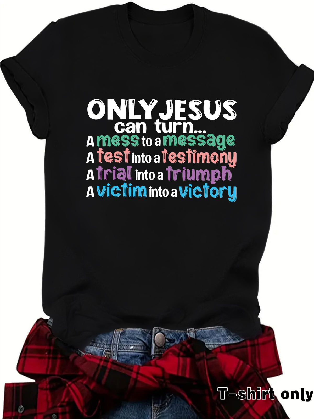 JESUS can turn new round neck loose short sleeved shirt
