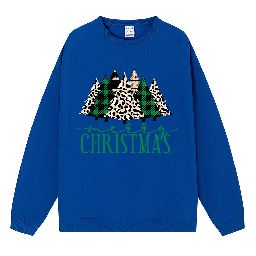 Christmas hoodie ladies' shoulder down long sleeved Christmas tree