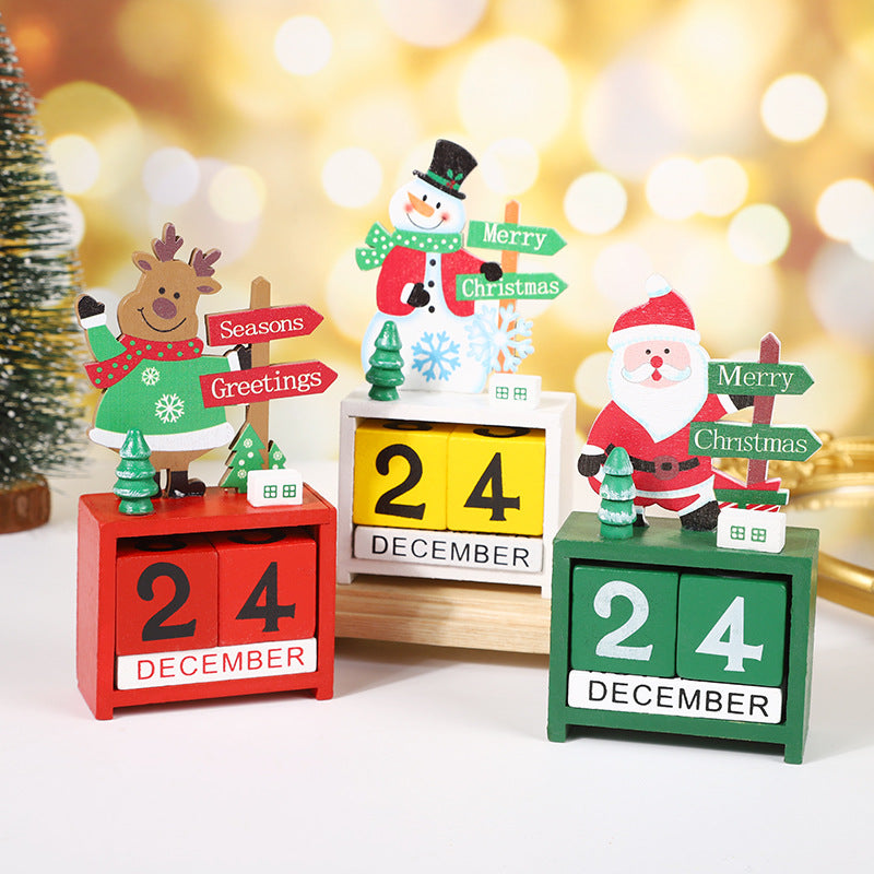 Christmas calendar countdown ornament Christmas snowman Christmas wooden cartoon Christmas deer