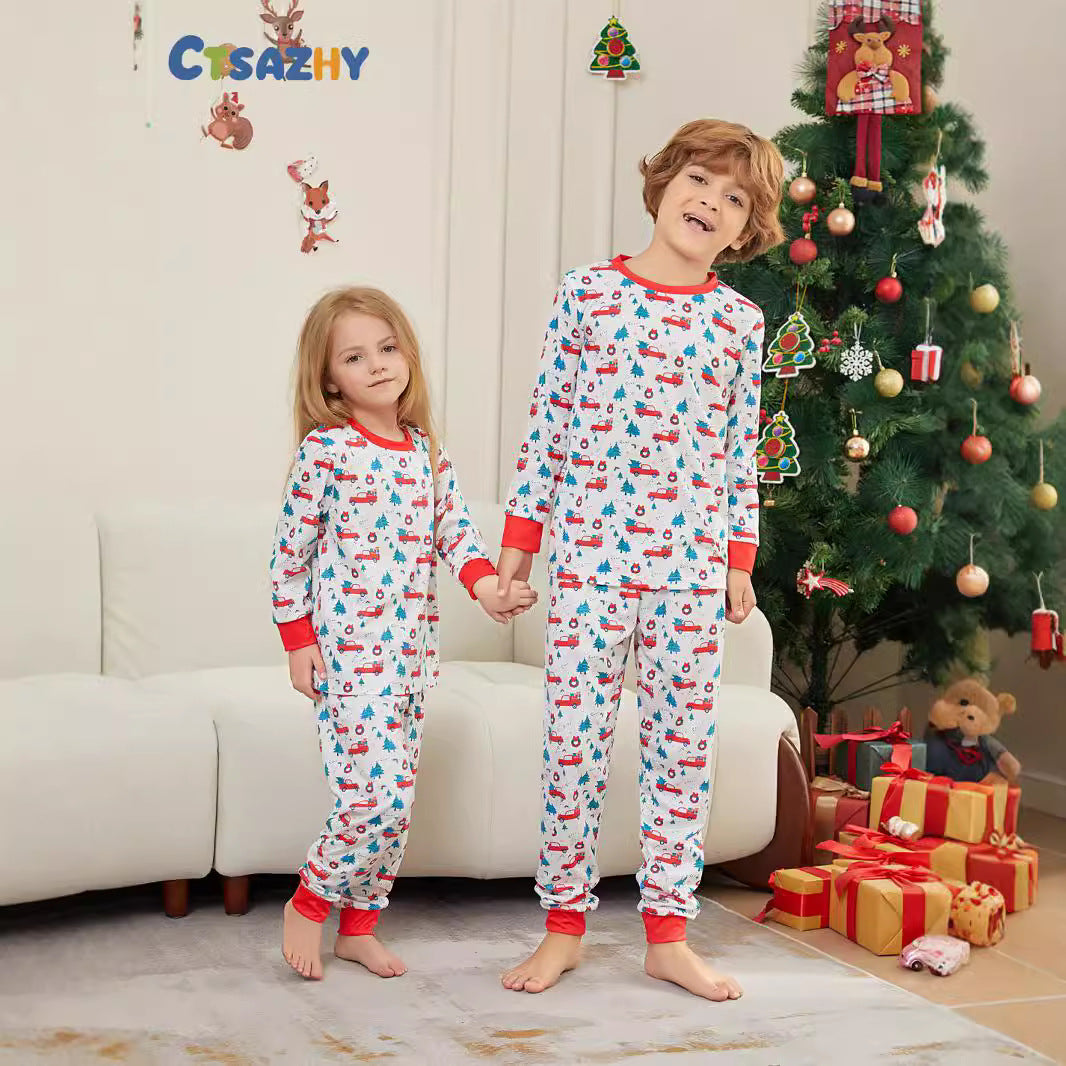 Christmas Tree Car All-over Print Christmas Family Matching Pajamas Printed Loungewear