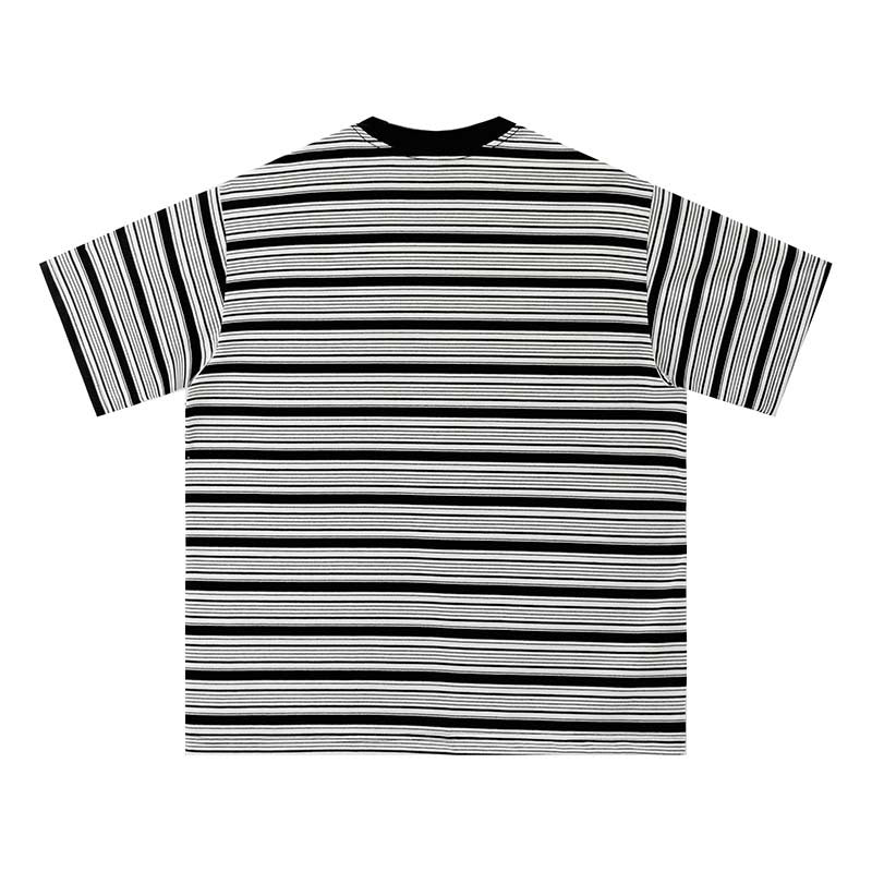 Embroidered striped short sleeves with letters