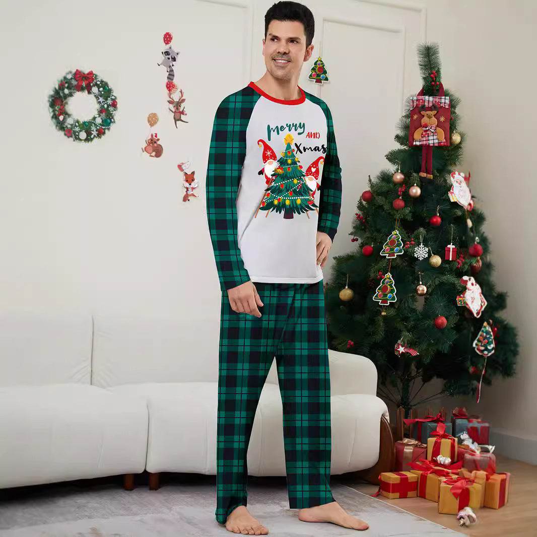 Christmas Santa Claus Letter Christmas Tree Family Matching Printed Loungewear Pajamas