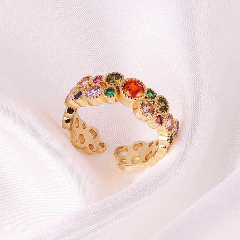 Coloful Rectangular Zircon Prayer Hand Rings For Women Gold Color Stainelss Steel Ring