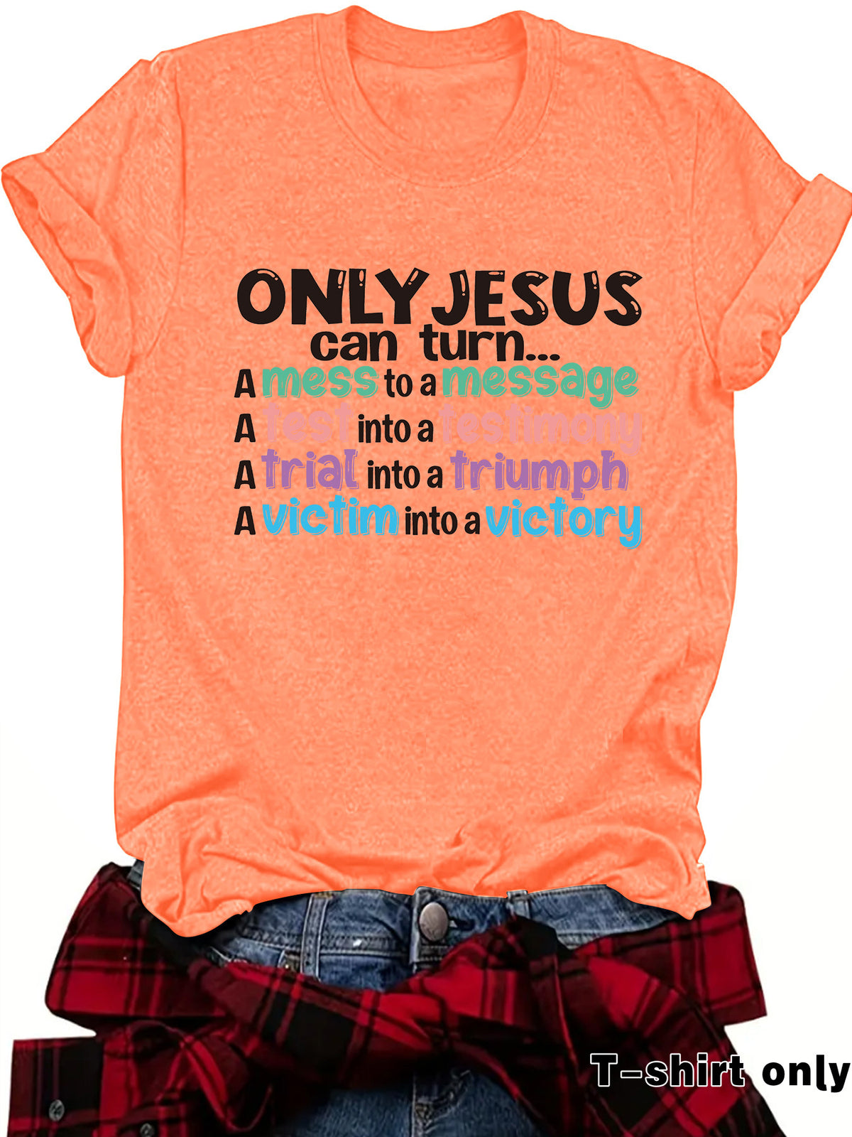 JESUS can turn new round neck loose short sleeved shirt
