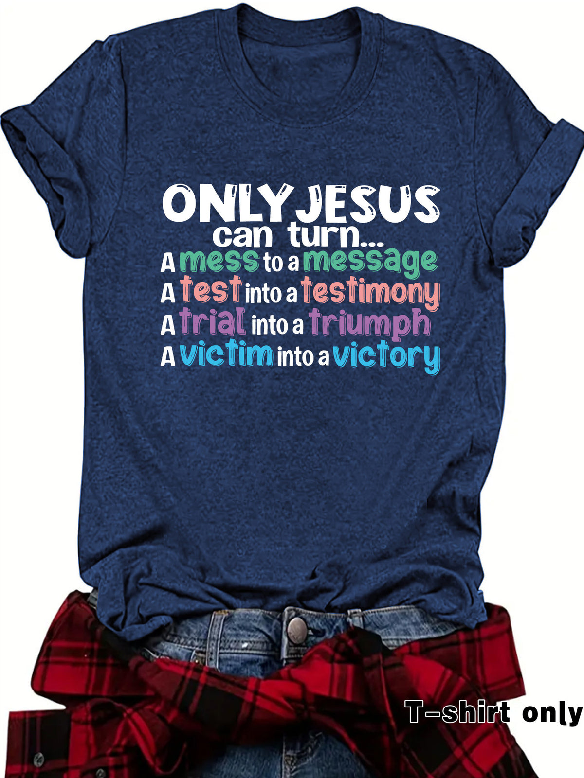 JESUS can turn new round neck loose short sleeved shirt