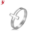 Christian Jesus Cross Rose Gold Open Ring Female Personality Trendy Stainless Steel Index Finger Ring