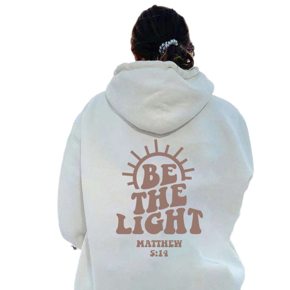 Be The Light Hoodie Matthew 5:14 Sweatshirt Bible Loose Fleece Sweatshirt