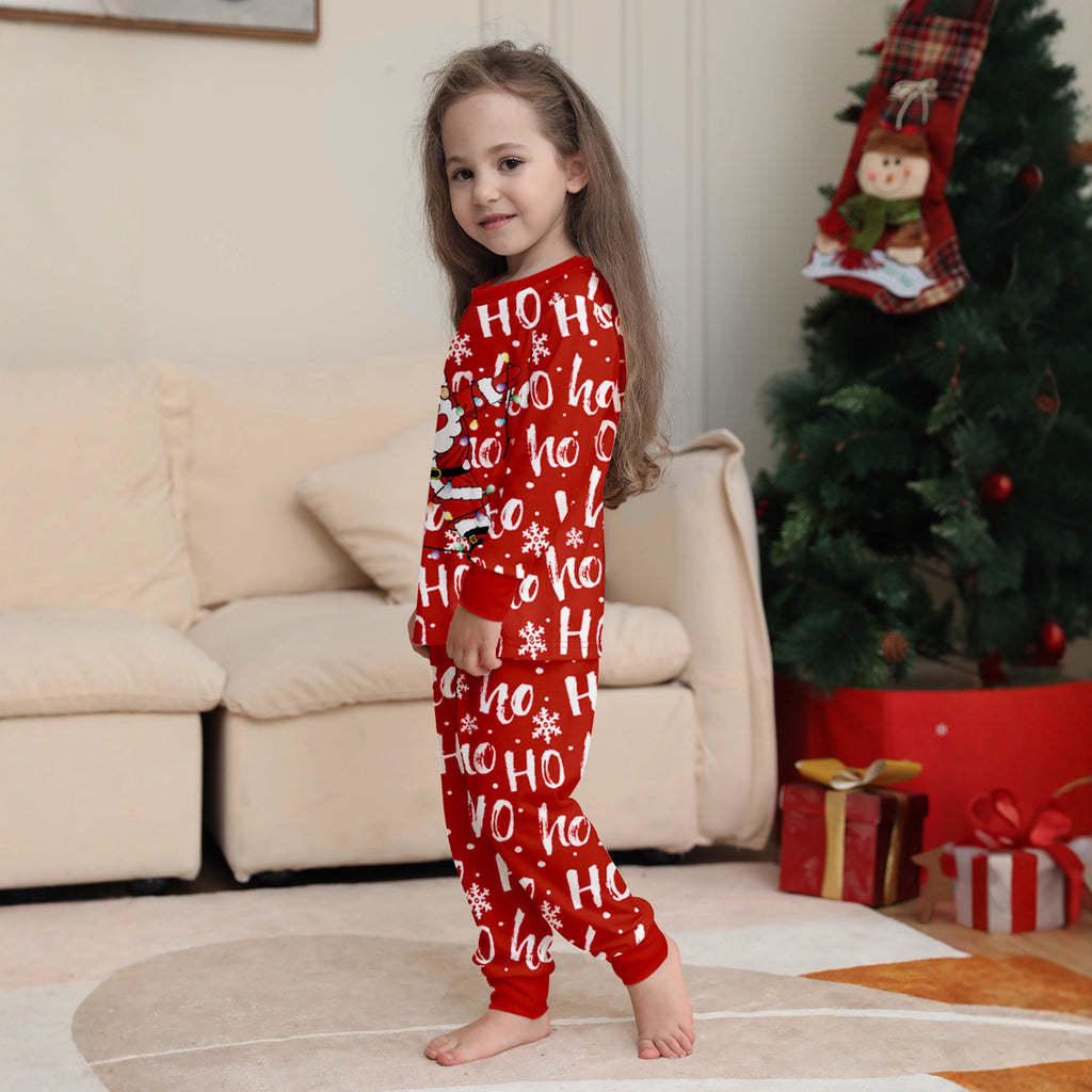 Print Pajamas for Family of Four Christmas Theme Parent-Child Matching Outfits,