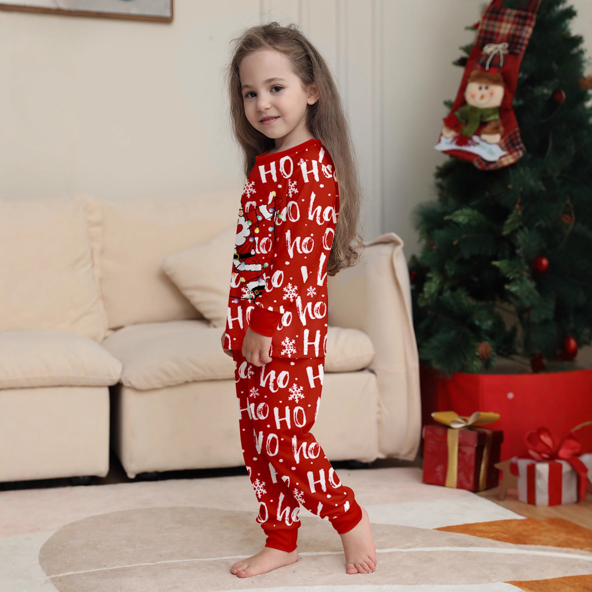 Print Pajamas for Family of Four Christmas Theme Parent-Child Matching Outfits,