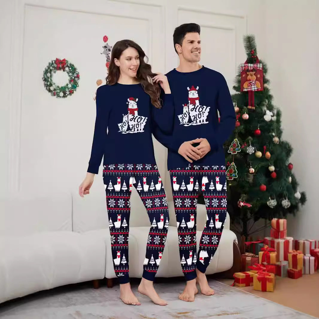 Christmas Tree Snowflake Letter Stripe Christmas Family Matching Pajamas Printed Home Wear