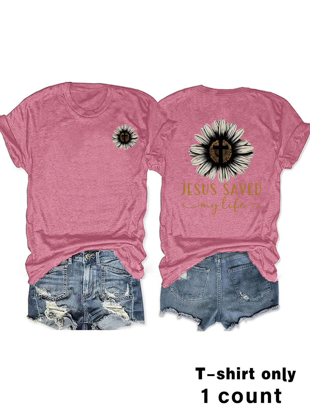 JESUS SAVED My Life Printed Summer New Short Sleeves