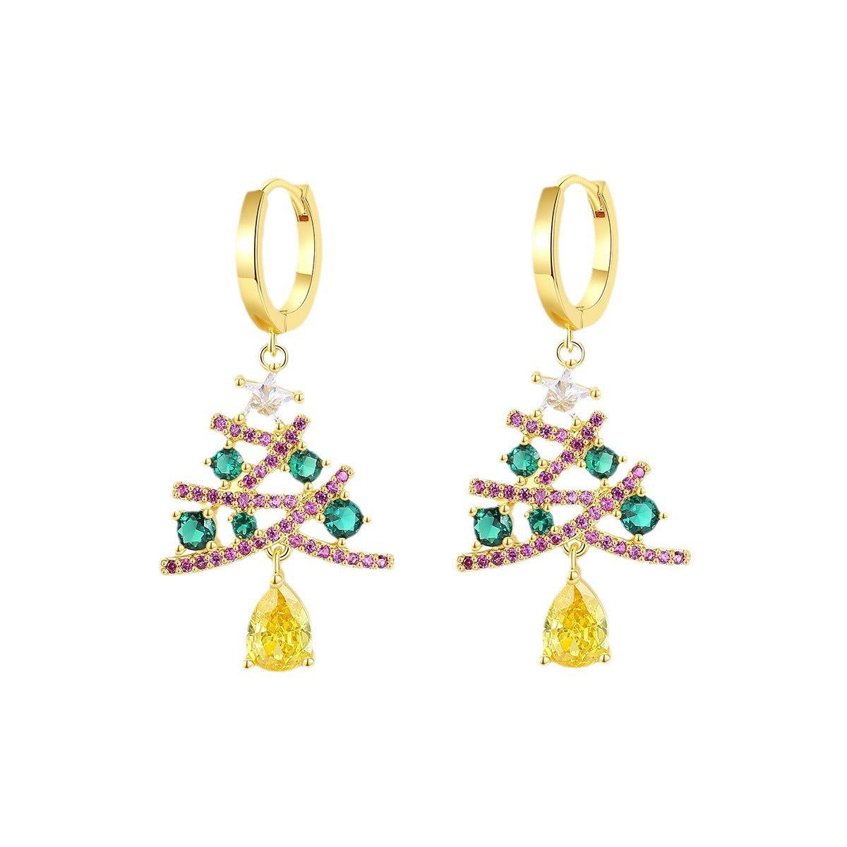 European and American Christmas Series Christmas Tree Zircon Earrings Christmas Earrings