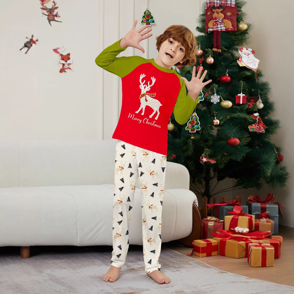 Christmas Deer Christmas Tree Letter Print Family Matching Pajamas Home Wear