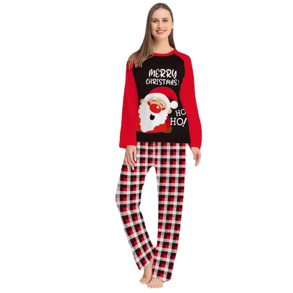 Letter Checkered Christmas Family Matching Printed Loungewear Pajamas
