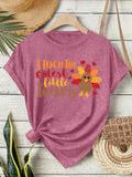 T-shirt short sleeved women's Thanksgiving print