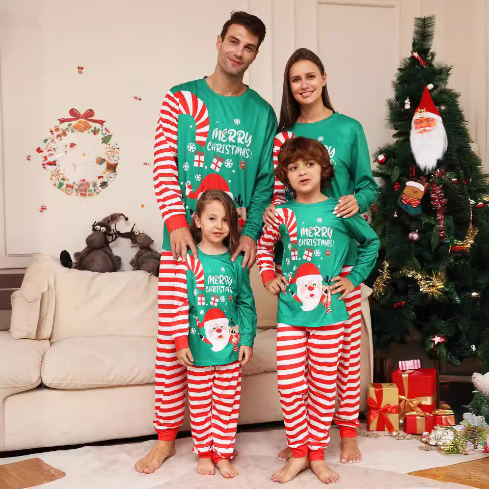 Santa Claus Deer Print Family Matching Pajamas Christmas Home Wear Set