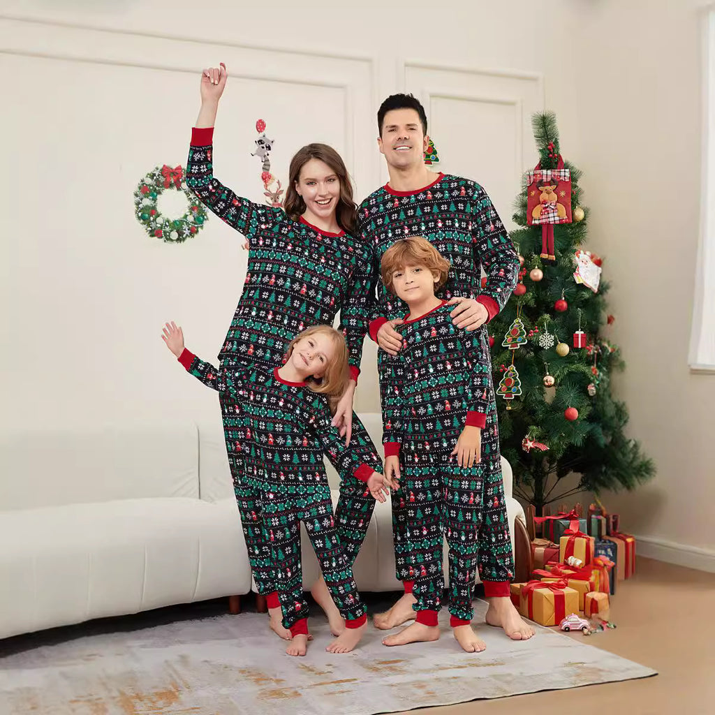 Christmas Tree Pattern Striped Full Floral Print Family Matching Pajamas Sleepwear