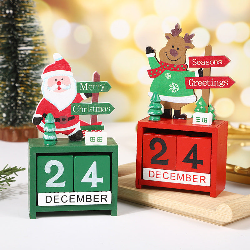 Christmas calendar countdown ornament Christmas snowman Christmas wooden cartoon Christmas deer