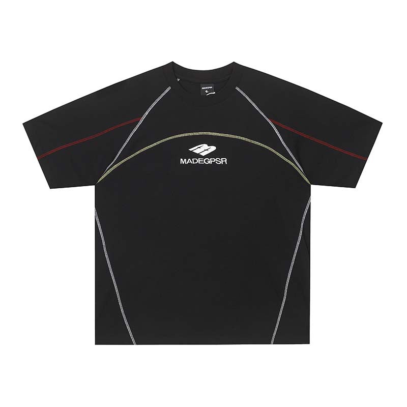 Embroidered short sleeves with letters