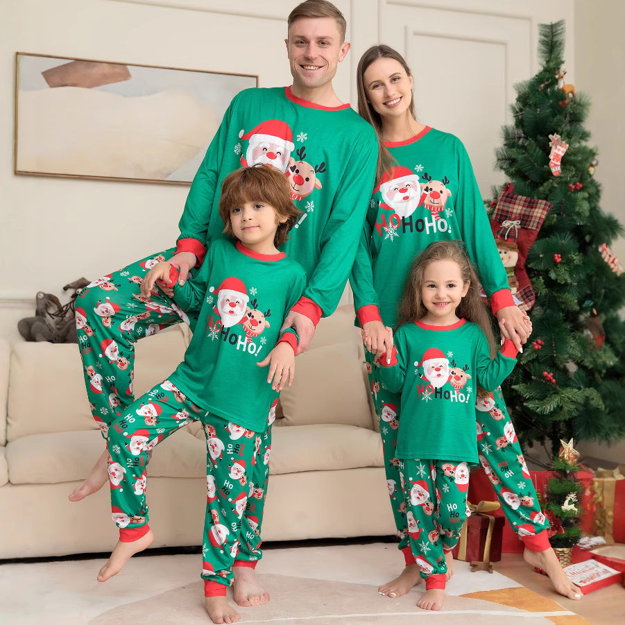 Christmas Home Wear Set, Santa Claus Print Parent-Child Matching Pajamas, Fashionable Sleepwear