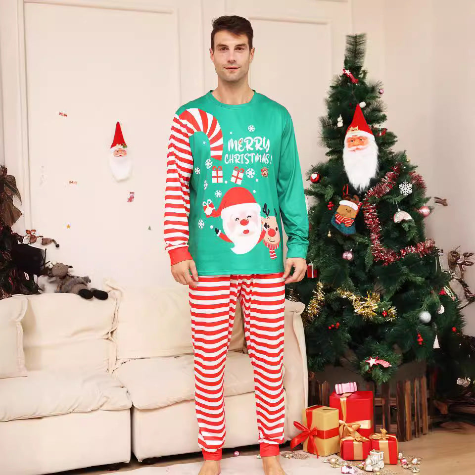 Santa Claus Deer Print Family Matching Pajamas Christmas Home Wear Set