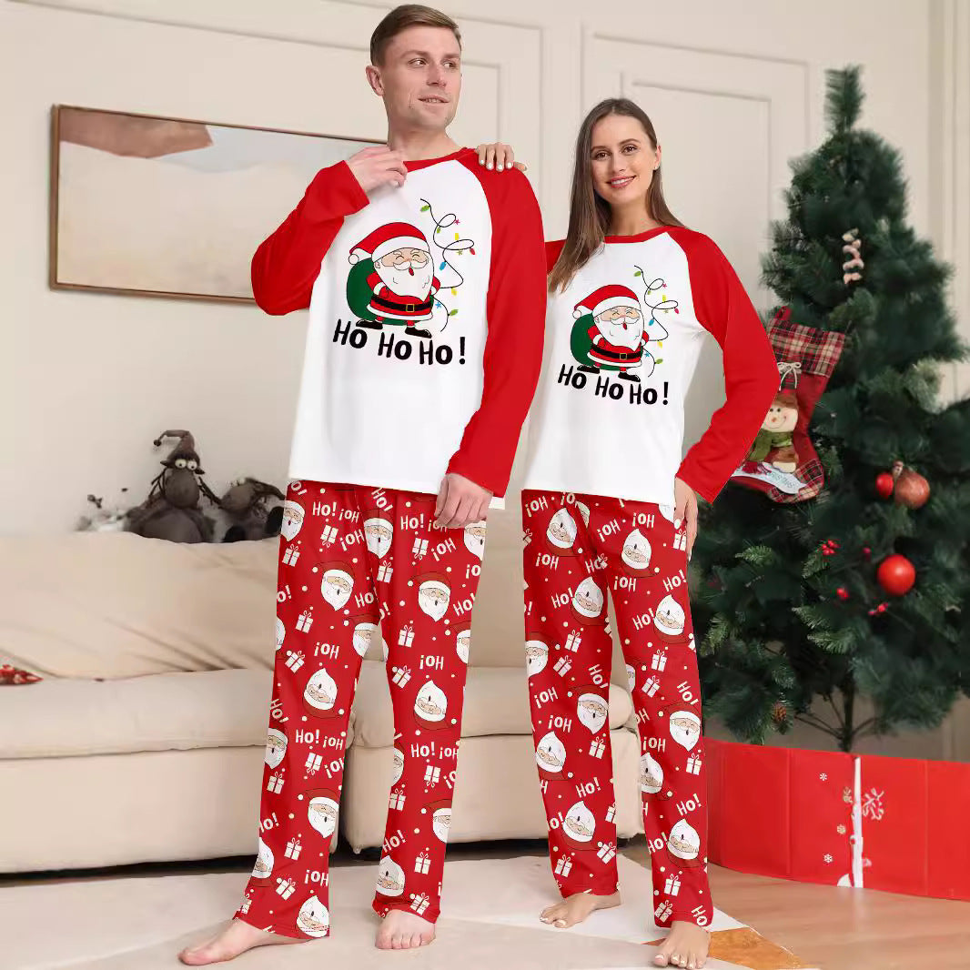 Christmas Santa Claus Letter Cartoon Parent-Child Matching Pajamas Printed Home Wear Sleepwear