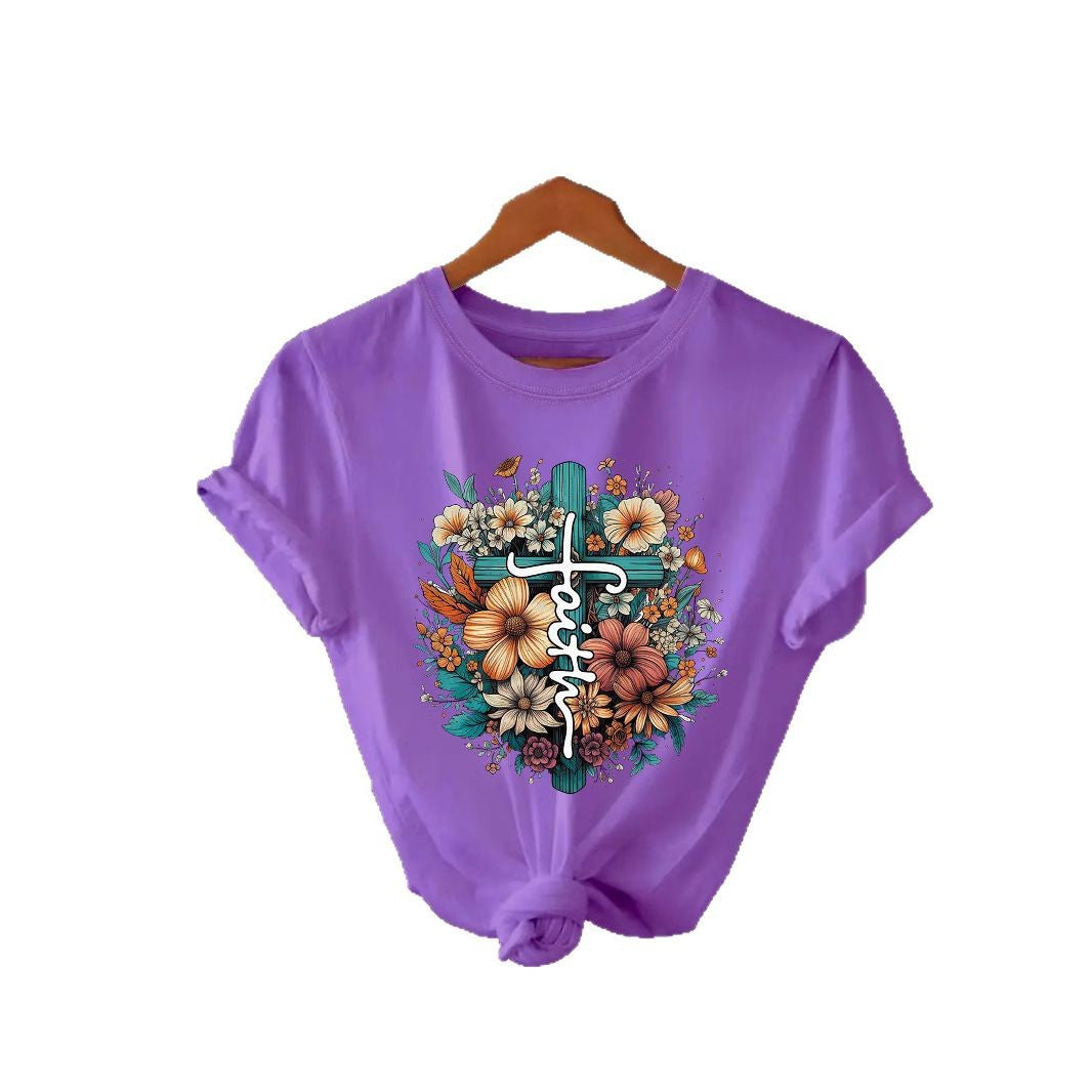 Faith printed new short sleeved women's clothing